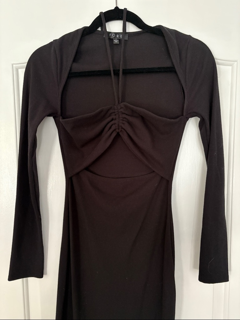 Long Sleeve Black cutout Midi Dress